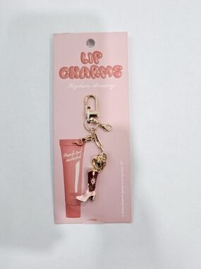 Lip Charms Pink Cowboy Boot Keychain
